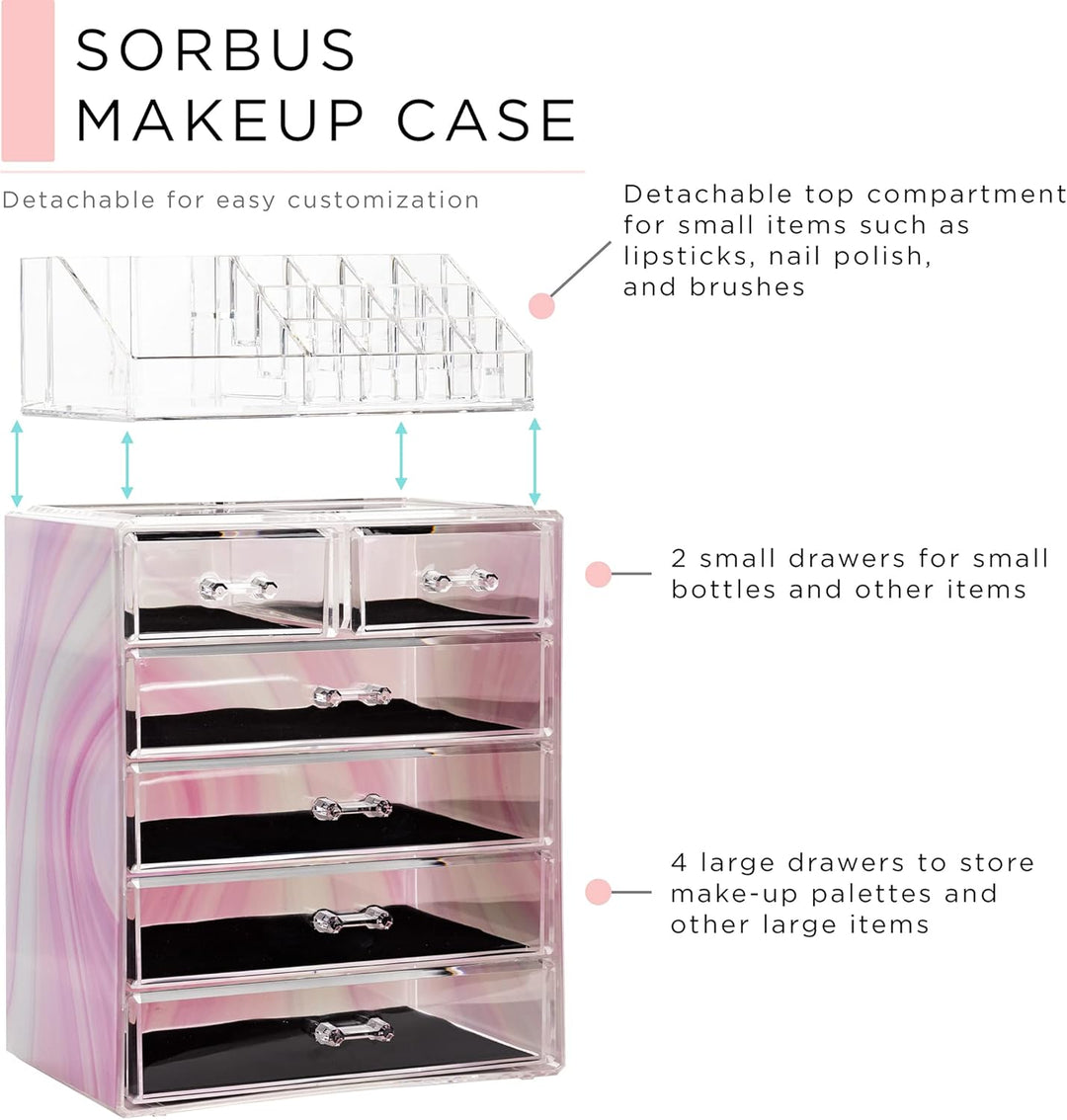 Sorbus Aufbewahrungsbox aus Acryl, geräumiges Design, ideal für Badezimmer, Kommode, Schminktisch un
