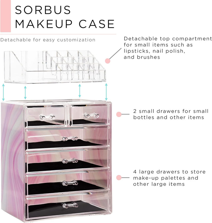 Sorbus Aufbewahrungsbox aus Acryl, geräumiges Design, ideal für Badezimmer, Kommode, Schminktisch un
