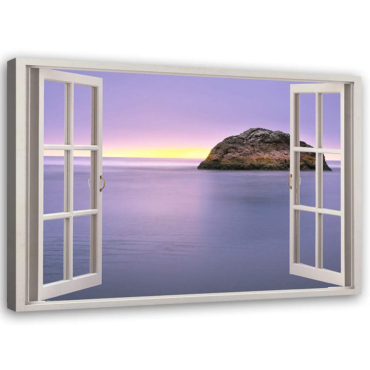 Wandbild Fenster-Illusion Druckbild Leinwandbild Felsen Blau 90x60 cm Leinwandbild 90x60 cm Blau_d,