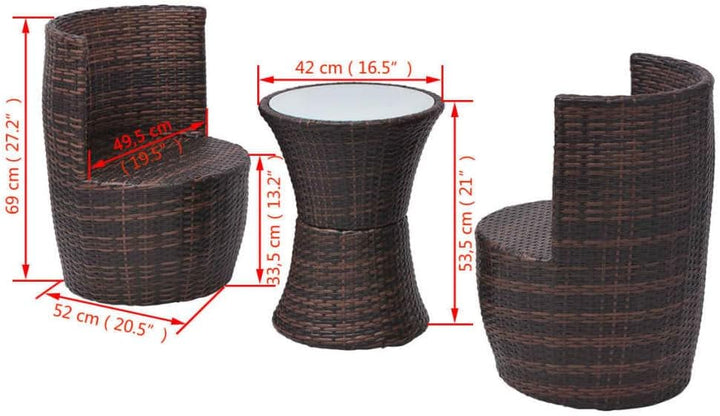 vidaXL Gartenmöbel 5-TLG. Poly Rattan Bistroset Balkonset Balkonmöbel Garnitur Braun, Braun