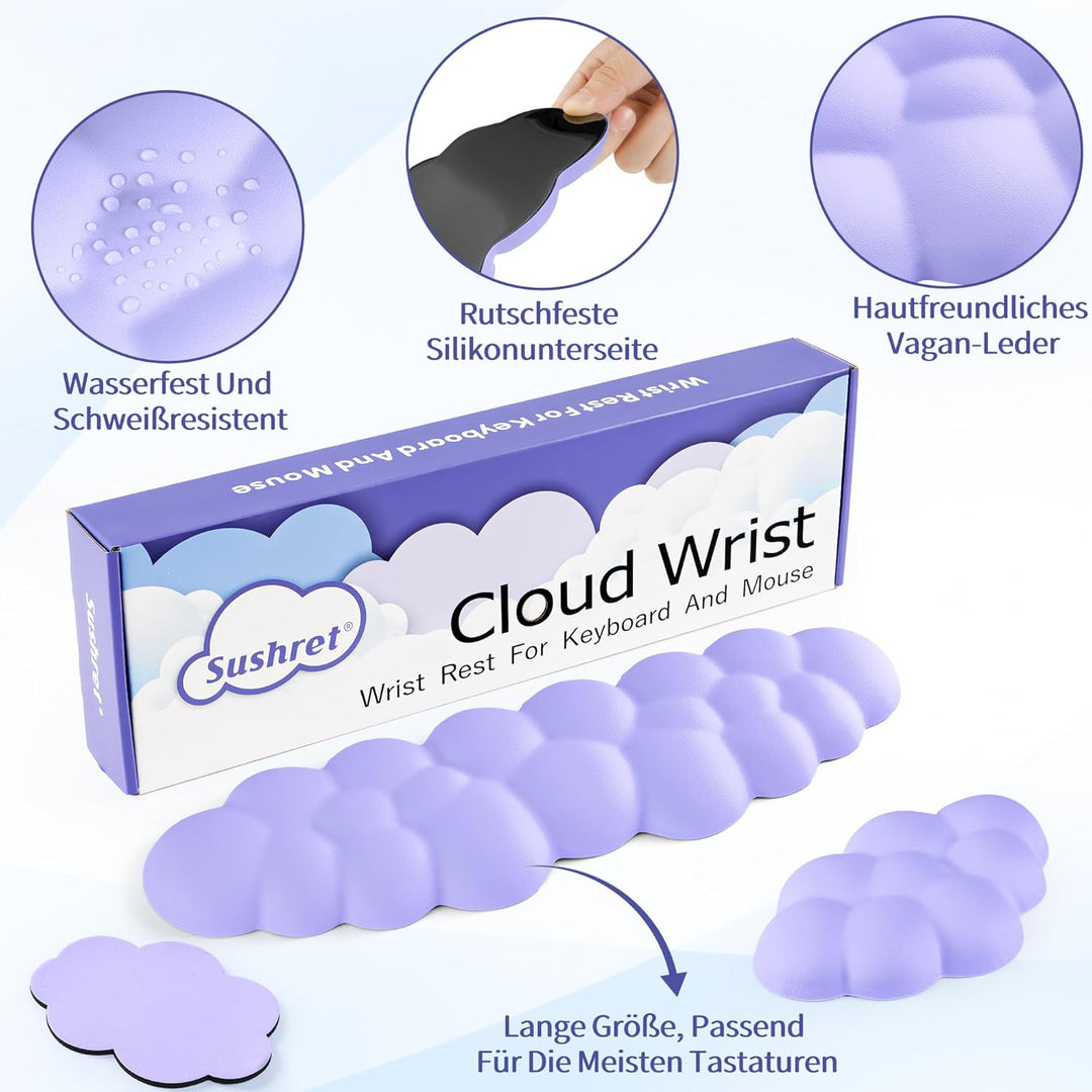 Sushret Wolke Handballenauflage Tastatur, Ergonomisches Wolke Handauflage Tastatur Mit Pu Leder Memo
