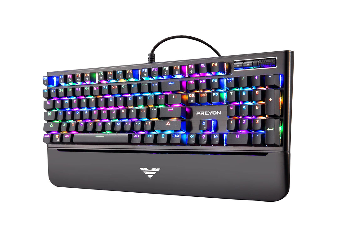 PREYON Long Claw Brown Gaming tastatur mit Geflochtenem Kabel - Beleuchtete Mechanische Tastatur mit