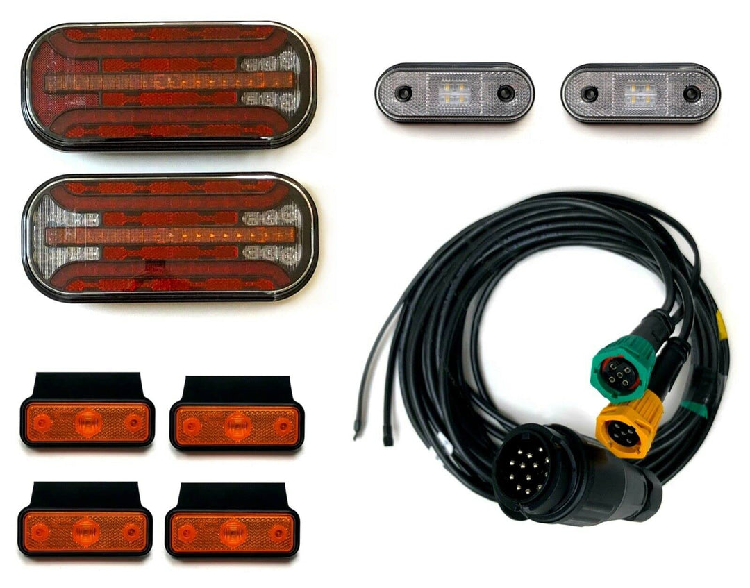 MelTruck® Anhängerbeleuchtung LED Rückleuchten LED Umrissleuchten 13 pol. Kabelsatz 5m Set