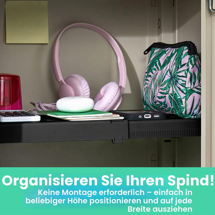 LockerMate, schwarz Adjust-A-Shelf Regal, einfach zu bedienen, ausziehbar für Ihren Spind, Kunststof