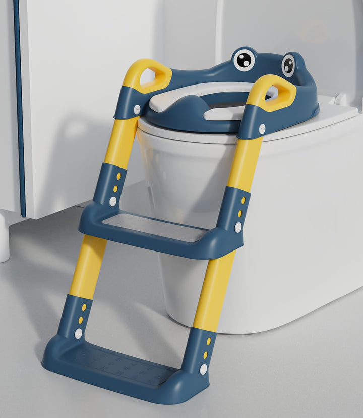 Toilettensitz Kinder mit Treppe, Toilettentrainer für Kinder, WC Sitz mit PU Gepolsterter, Höhenvers