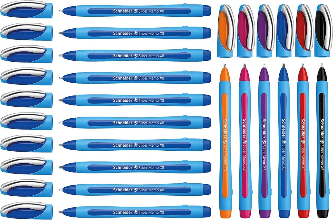 Schneider Slider Memo XB Kugelschreiber 10er Packung (10 + 6er (blau + Sortiert))
