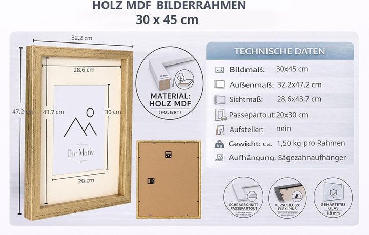 KM Foto 3D Objektrahmen Holz Bilderrahmen Shirt Trikot Rahmen Collage Wanddeko Poster S220: Farbe: G