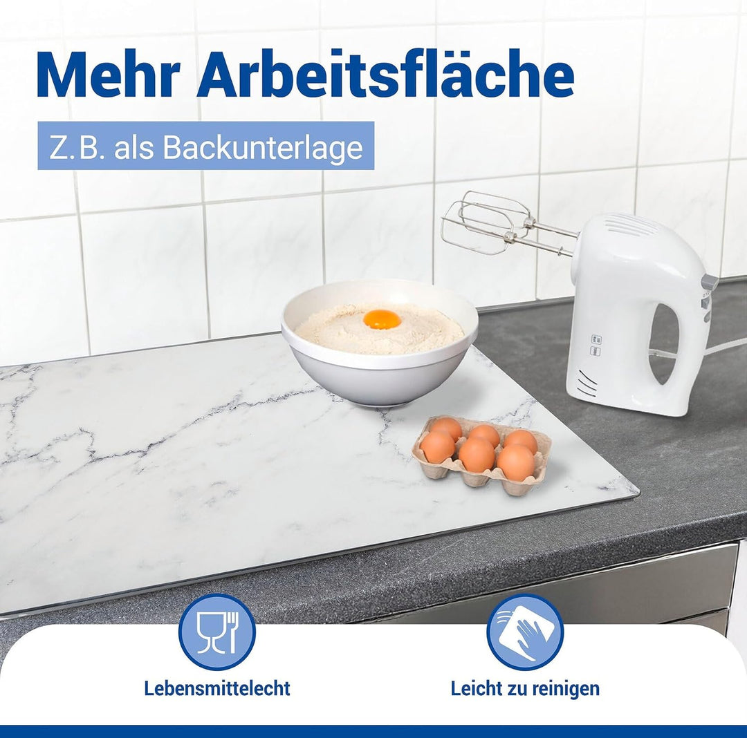 WENKO Abdeckmatte Mod. Marmor Schutzmatte Küche Vinylmatte hitzebeständig PVC 60x52 cm Mehrfarbig fü