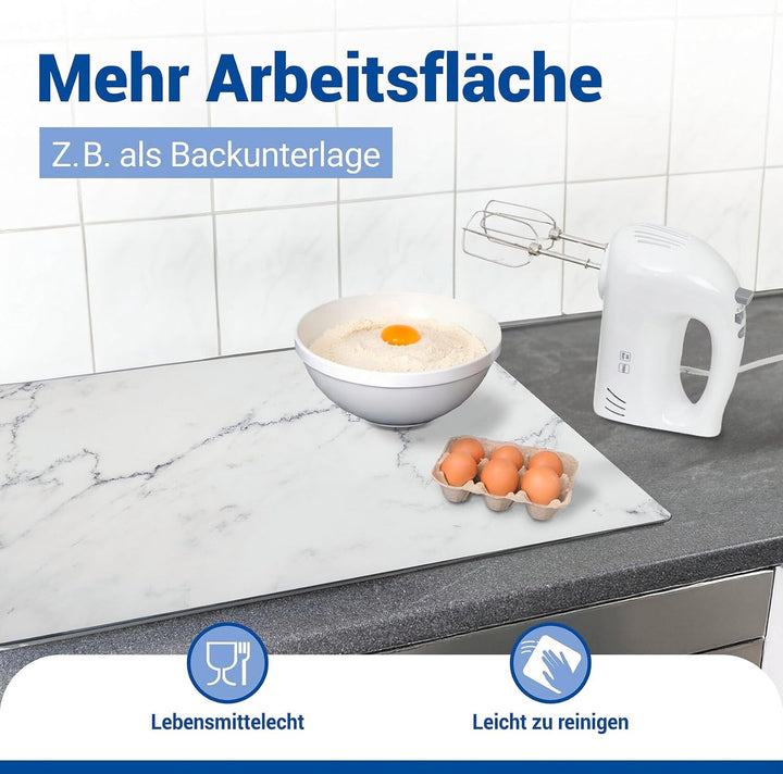 WENKO Abdeckmatte Mod. Marmor Schutzmatte Küche Vinylmatte hitzebeständig PVC 60x52 cm Mehrfarbig fü