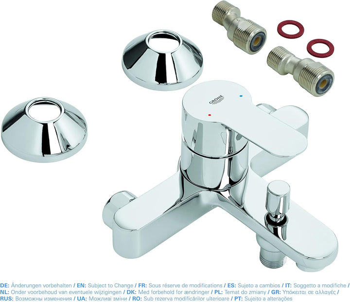 GROHE Start Edge - Einhand- Wannenbatterie (1/2″, Wandmontage, langlebige Oberfläche), chrom, 233480
