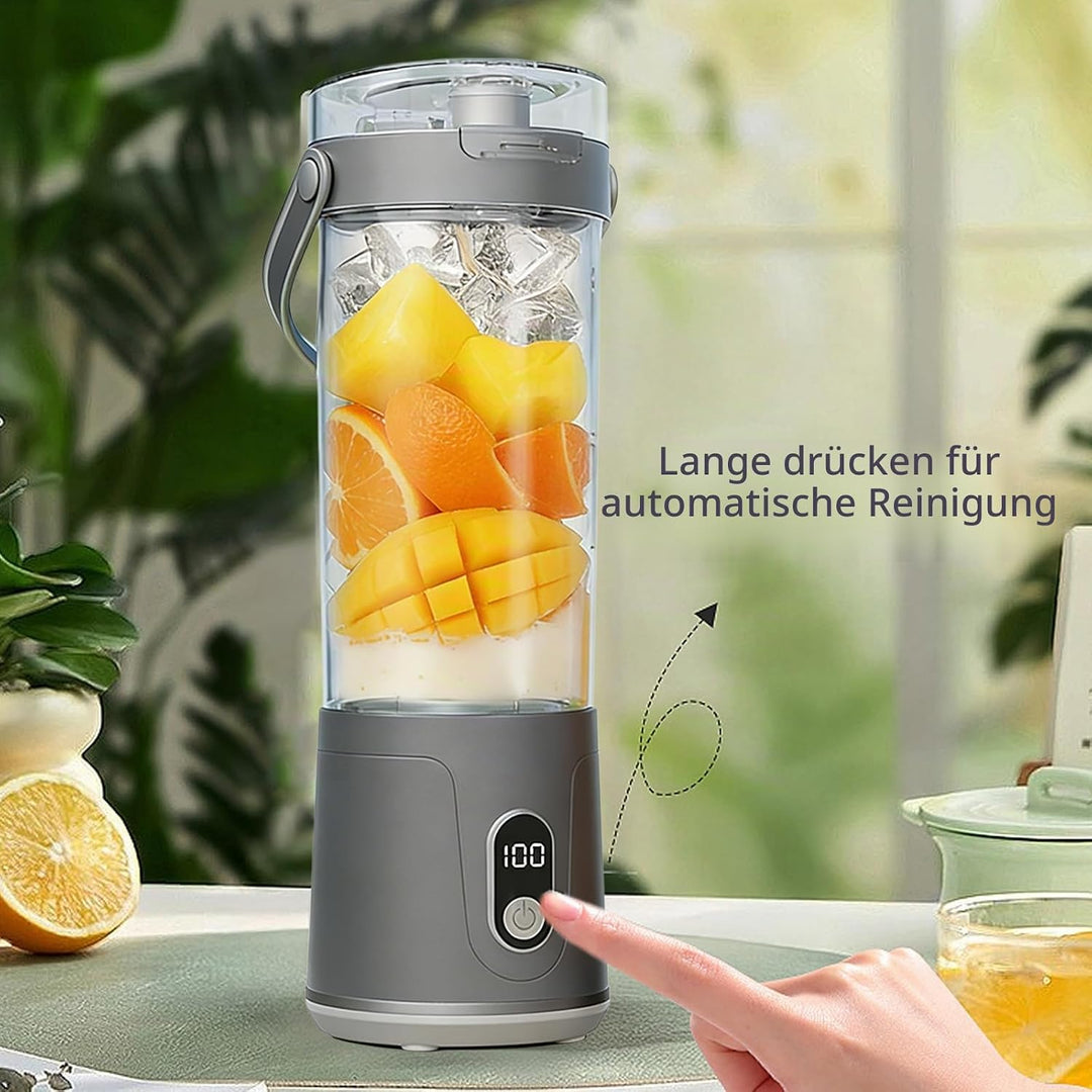 Tragbarer Mixer, 600ml Smoothie Maker to Go, Portabler Elektrischer Saftpresse mit 12 Klingen Edelst