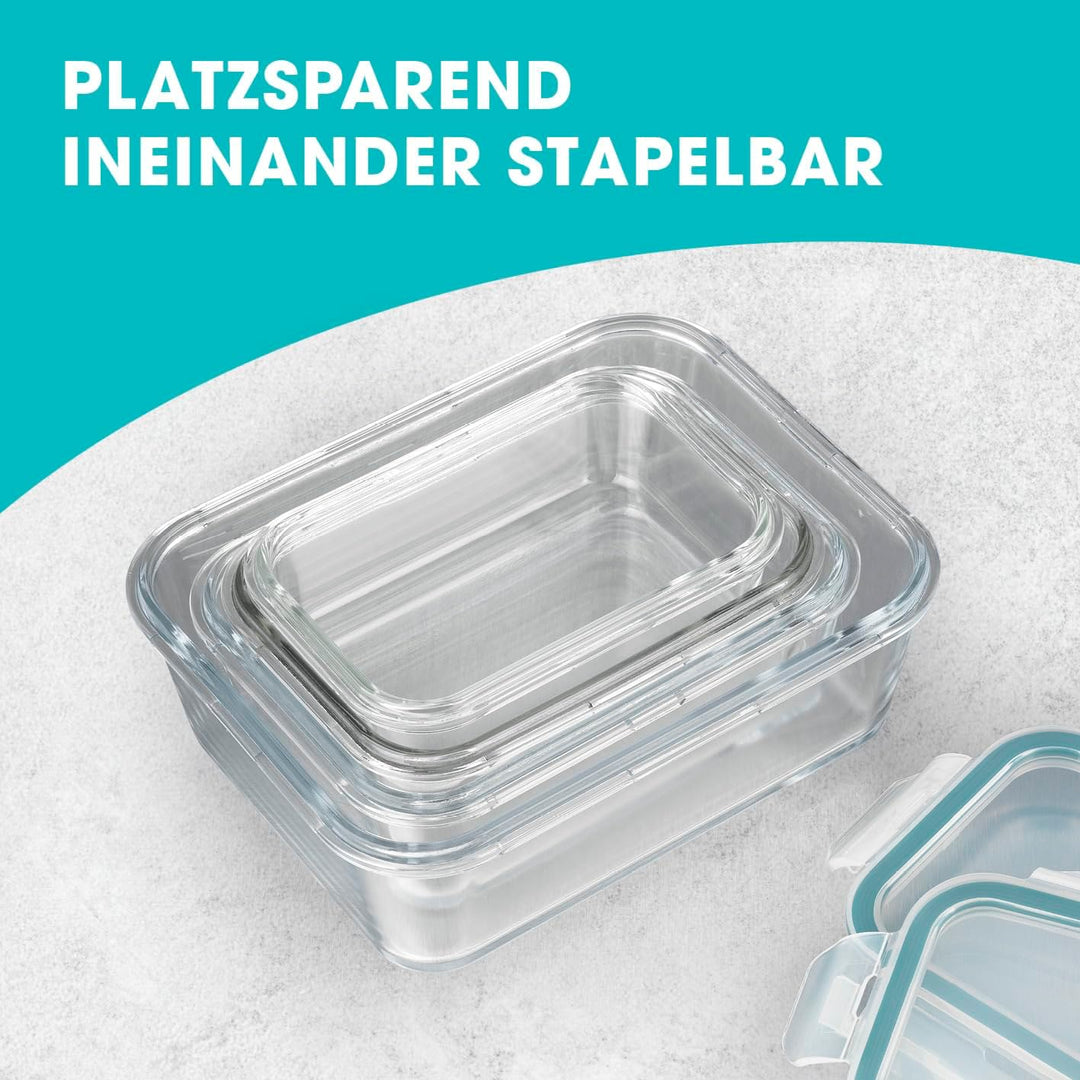 GOURMETmaxx Glas Frischhaltedosen Klick-it 8er Set | Hervorragend geeignet für Spülmaschine, Mikrowe