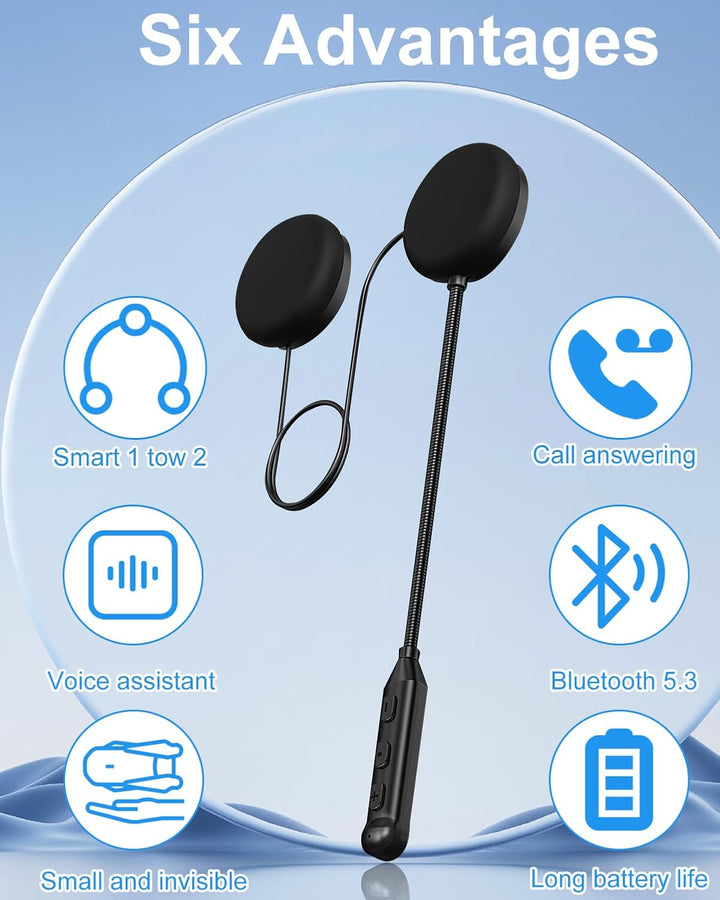 Bluetooth-Headset für Motorradhelm, Bluetooth-Kopfhörer mit 16 Std. Akkulaufzeit, Freisprecheinricht