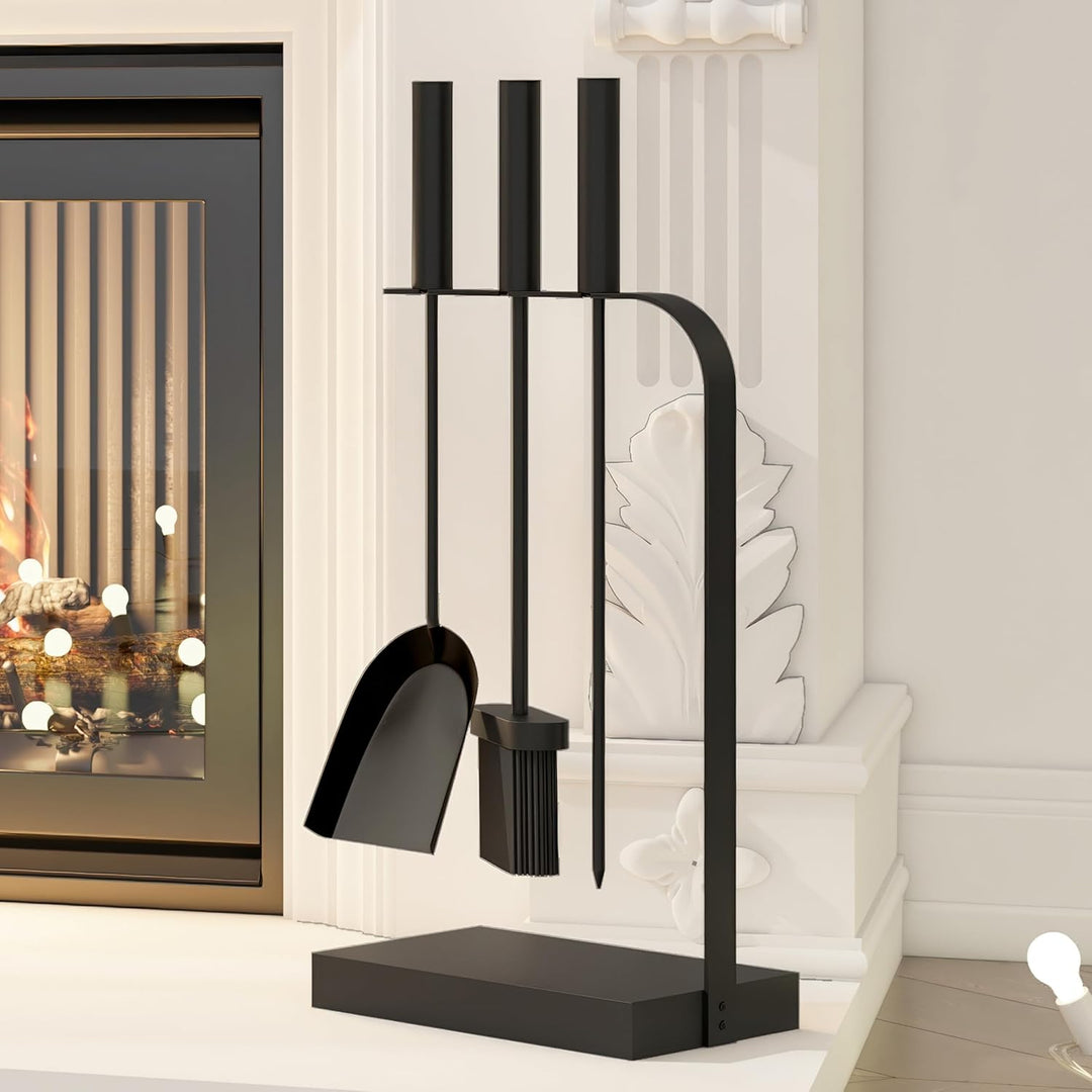 Kingson Kaminbesteck 4-teilig Kaminbesteck schwarz Kaminbesteck Set für Kaminofen inkl. Schürhaken,