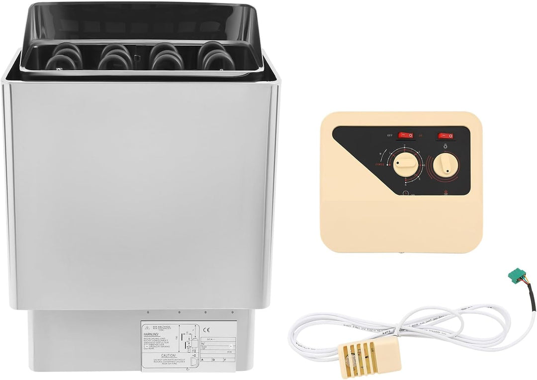 6 kW Elektrisch Saunaofen Wandmontage Saunaherd aus Edelstahl mit Steuerung Temperatur 120°C Zeit 18