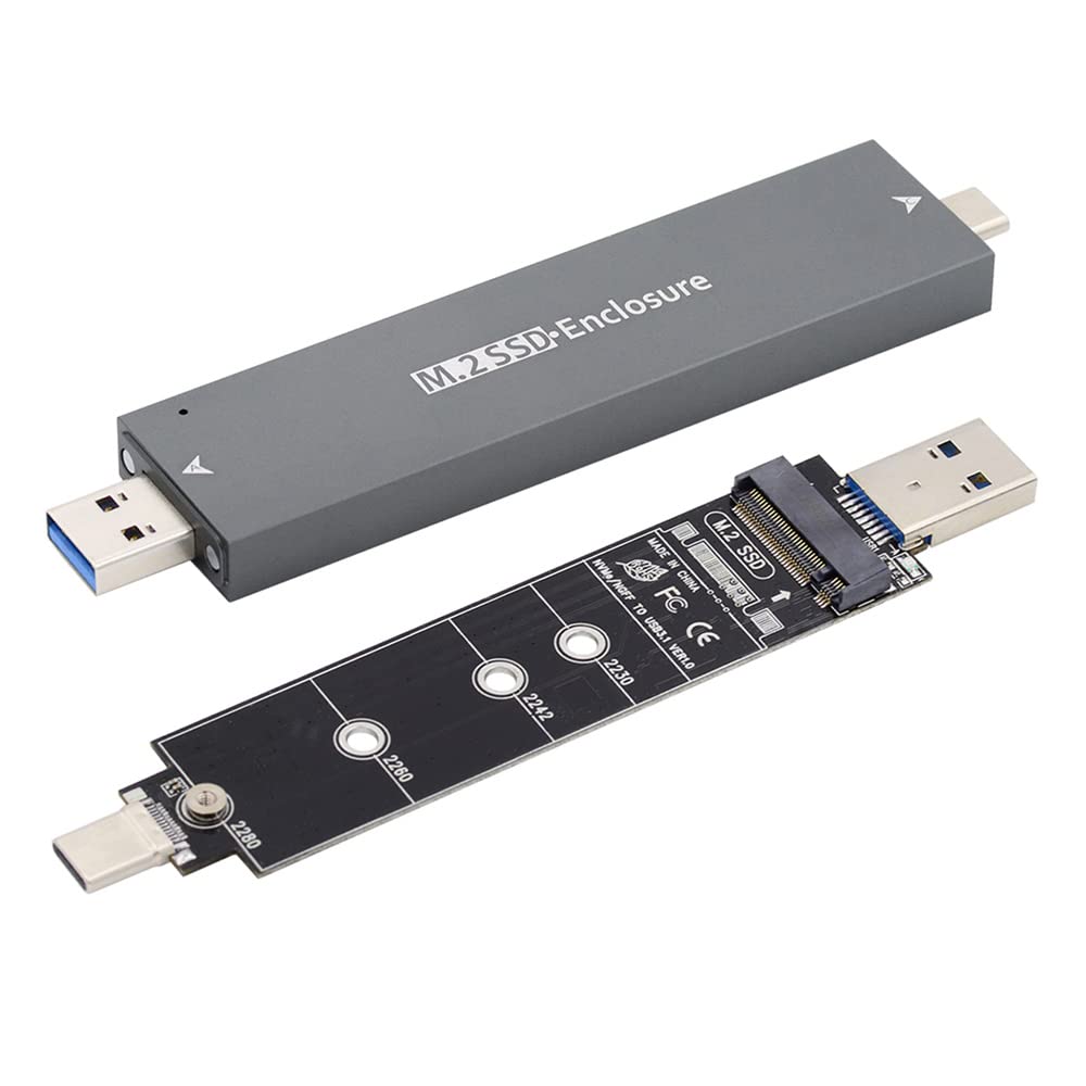 Cablecc Combo Typ-C & USB 3.0 zu NVME M-Key M.2 NGFF SATA SSD PCBA Gehäuse 2280/2242/2230mm Adapter