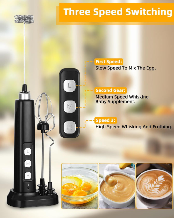 Elektrischer Milchaufschäumer,Milk Frother,Elektrischer Schneebesen,Mini Handmixer,USB-C Aufladbar A