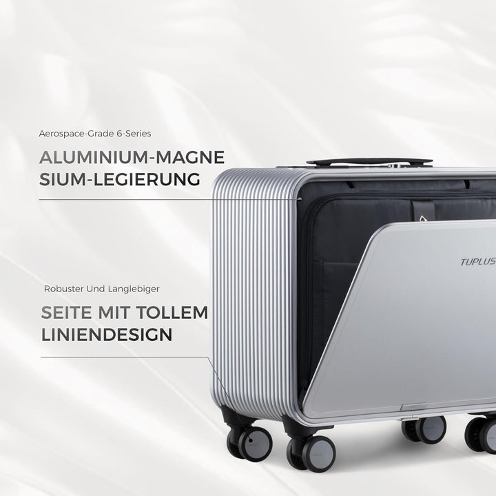TUPLUS Koffer Aluminium Trolley Rollkoffer mit 4 Rollen Reisekoffer Handgepäck Hartschalenkoffer mit