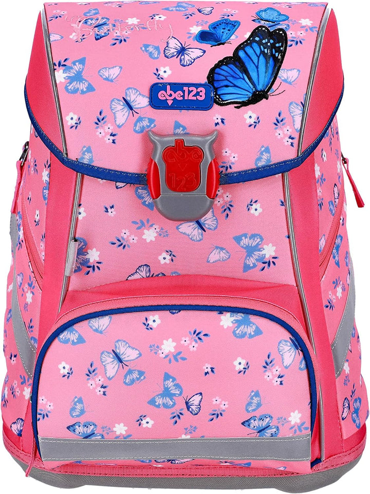 SCOOLSTAR Schulranzen Schmetterling für Mädchen| Tornister Schulrucksack Schultasche für Grundschule