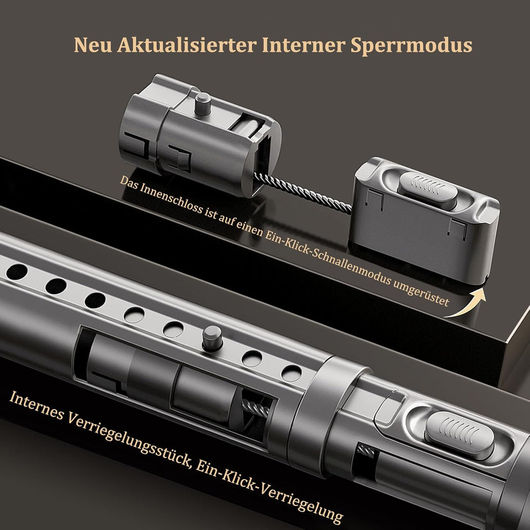 Gardinenstange ohne Bohren 100-220cm, Ø32mm Matt Schwarz Multifunktionale Vorhangstange zum Einklemm
