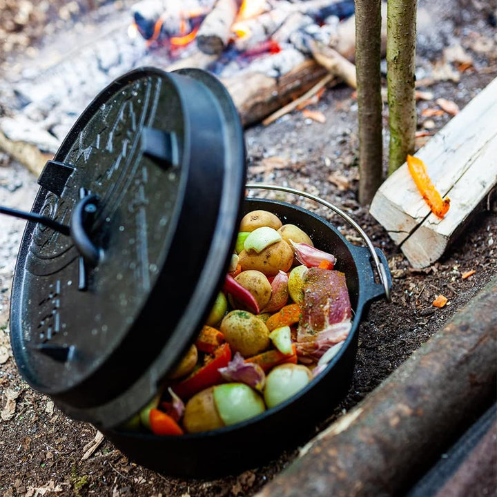 Petromax Feuertopf (Dutch Oven) Set´s (FT6, planer Boden) | Original Gusseisen | mit Deckelheber und
