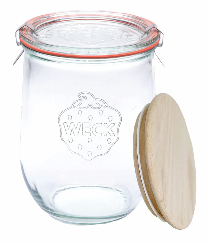 WECK - 745 Tulpenglas 1 Liter - Sauerteiggläser - Grosses Glasglas für Sauerteig - Tulpenglas mit br