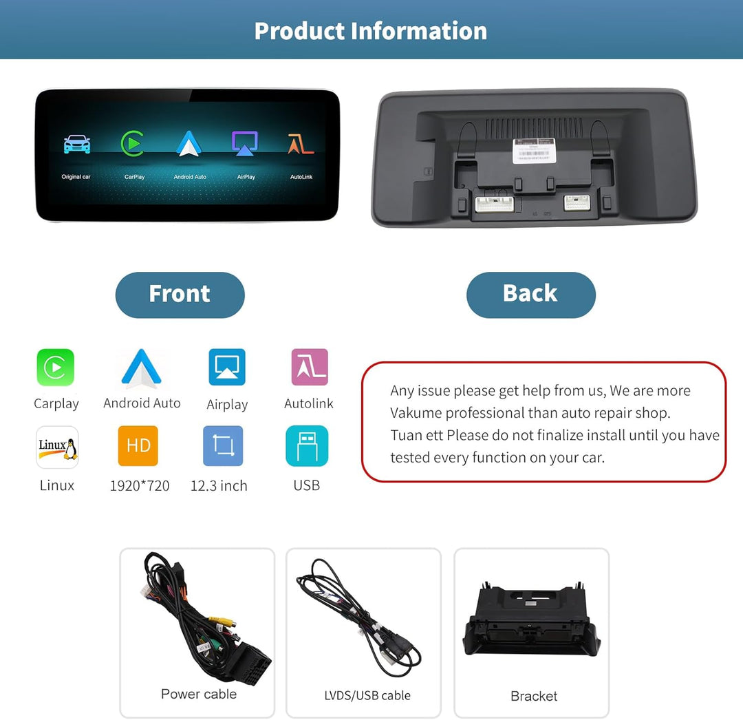 Drahtlos Carplay/Android Auto 12.3'' Multimedia Radio Linux Touchscreen für Mercedes Benz NTG5.0 GLA