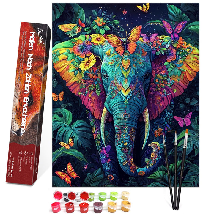 Bougimal Malen Nach Zahlen Erwachsene Tier Ohen Rahmen inklusive Pinsel und Acrylfarben - 40 x 50 cm