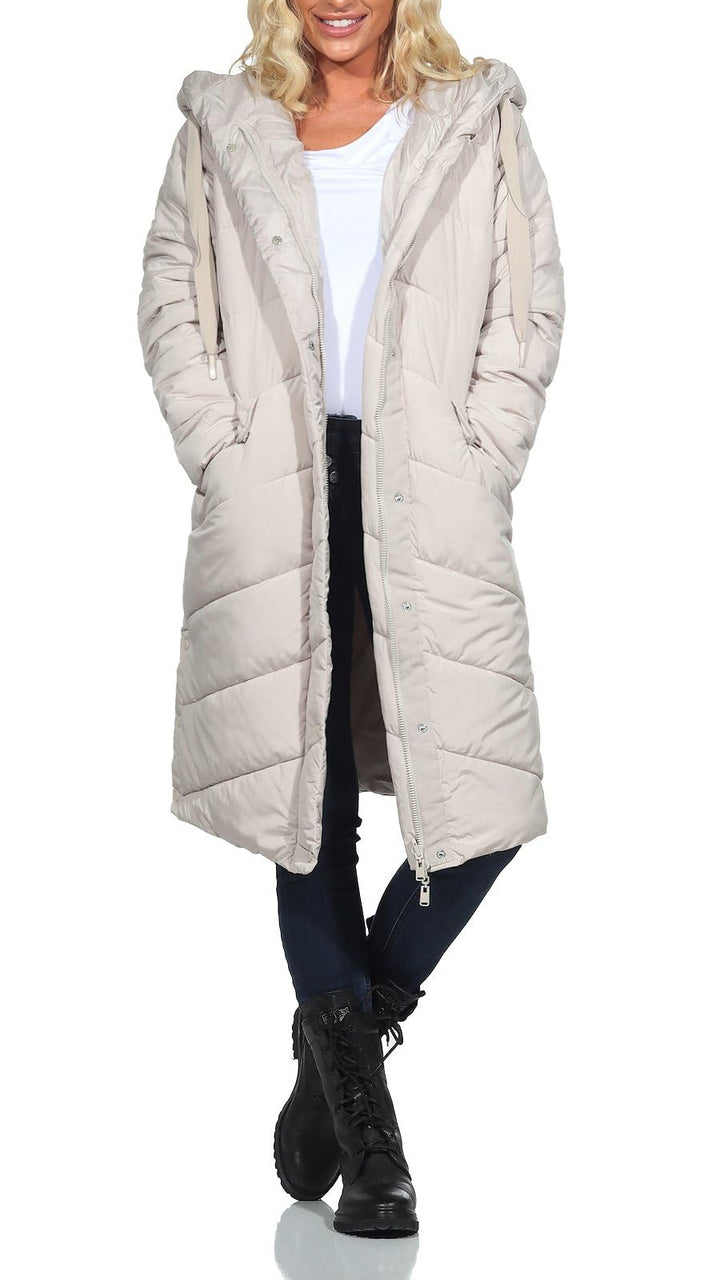 Hailys Damen Steppmantel Ca44rlotta mit Kapuze L Cream, L Cream