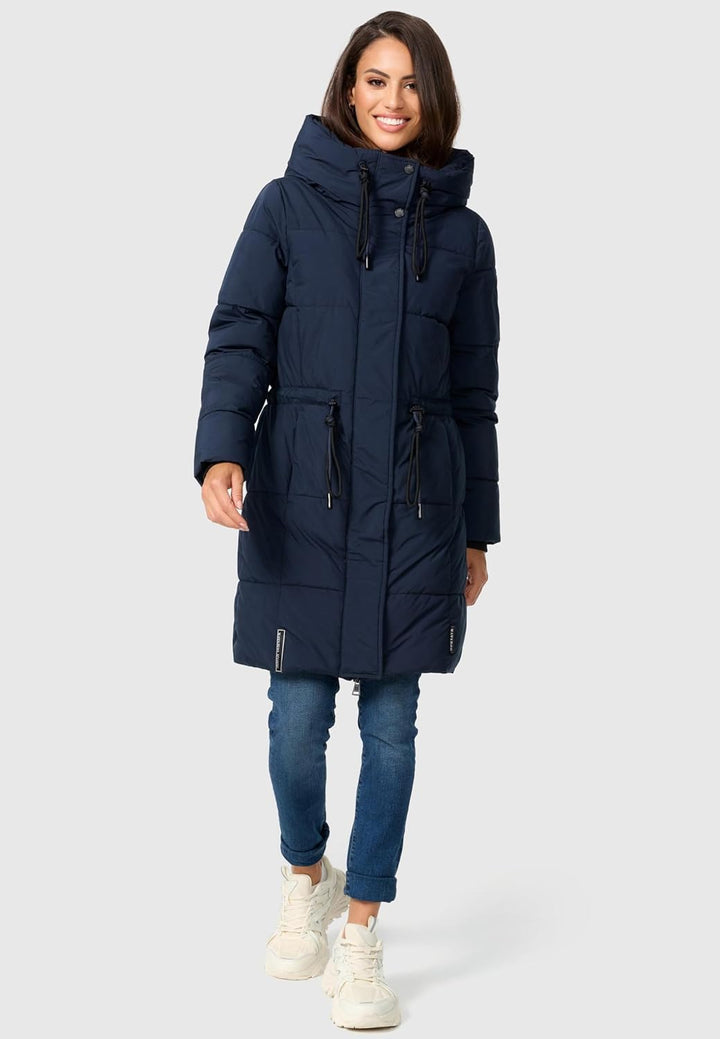 Navahoo Damen Wintermantel kurzer Steppmantel mit Kapuze Zuckertatze XIV XS-XXL XS Navy, XS Navy