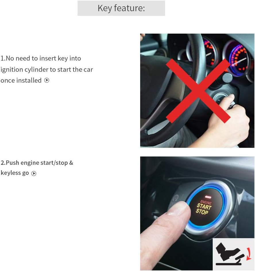 EasyGuard Smart Schlüssel RFID Auto Alarm mit Smart Push Start Button & Touch Keyless Go System