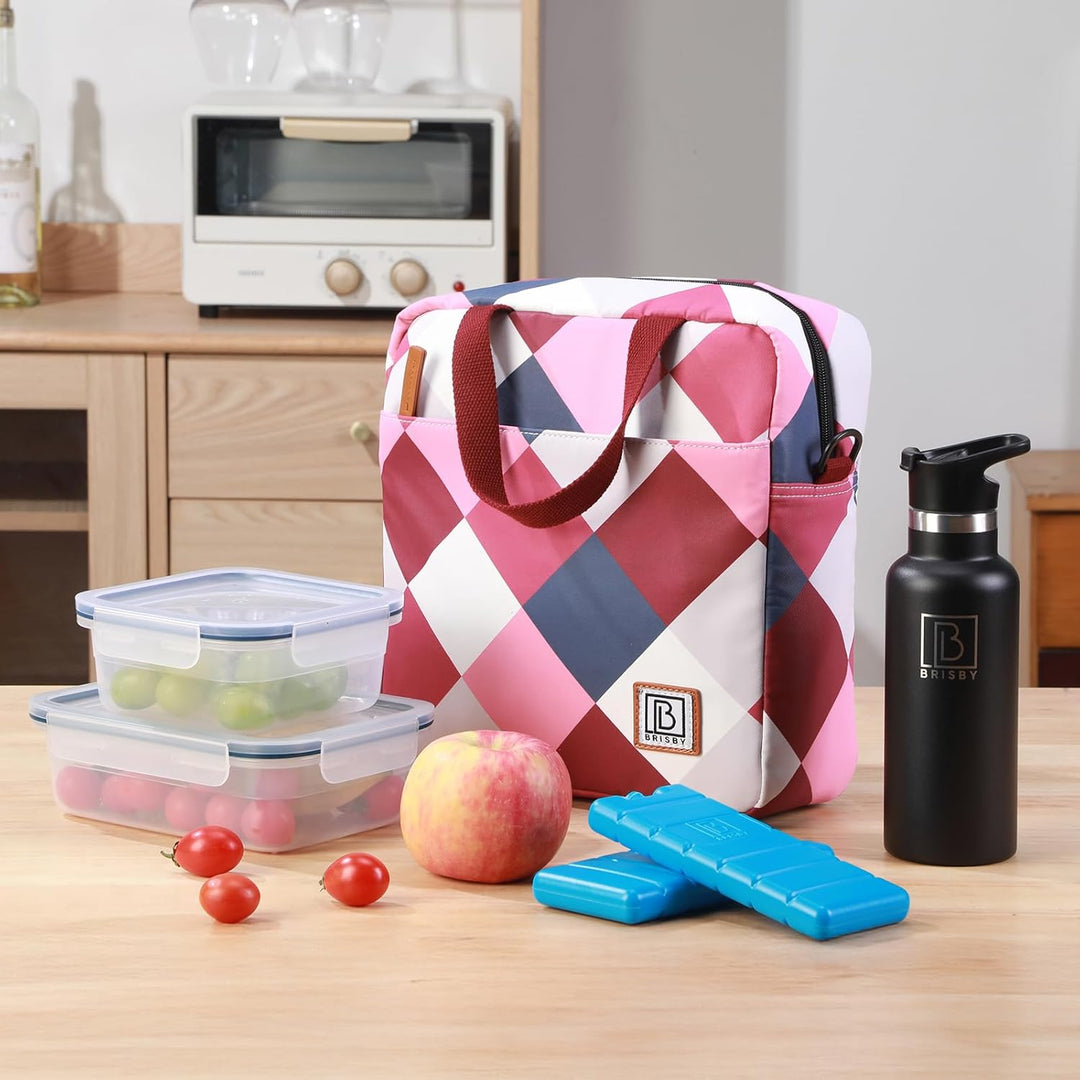 Brisby Lunchtasche - 7L, Vierschicht isolierte Kühltasche mit Kühlelemente, vielseitige Lunchbag (Ro