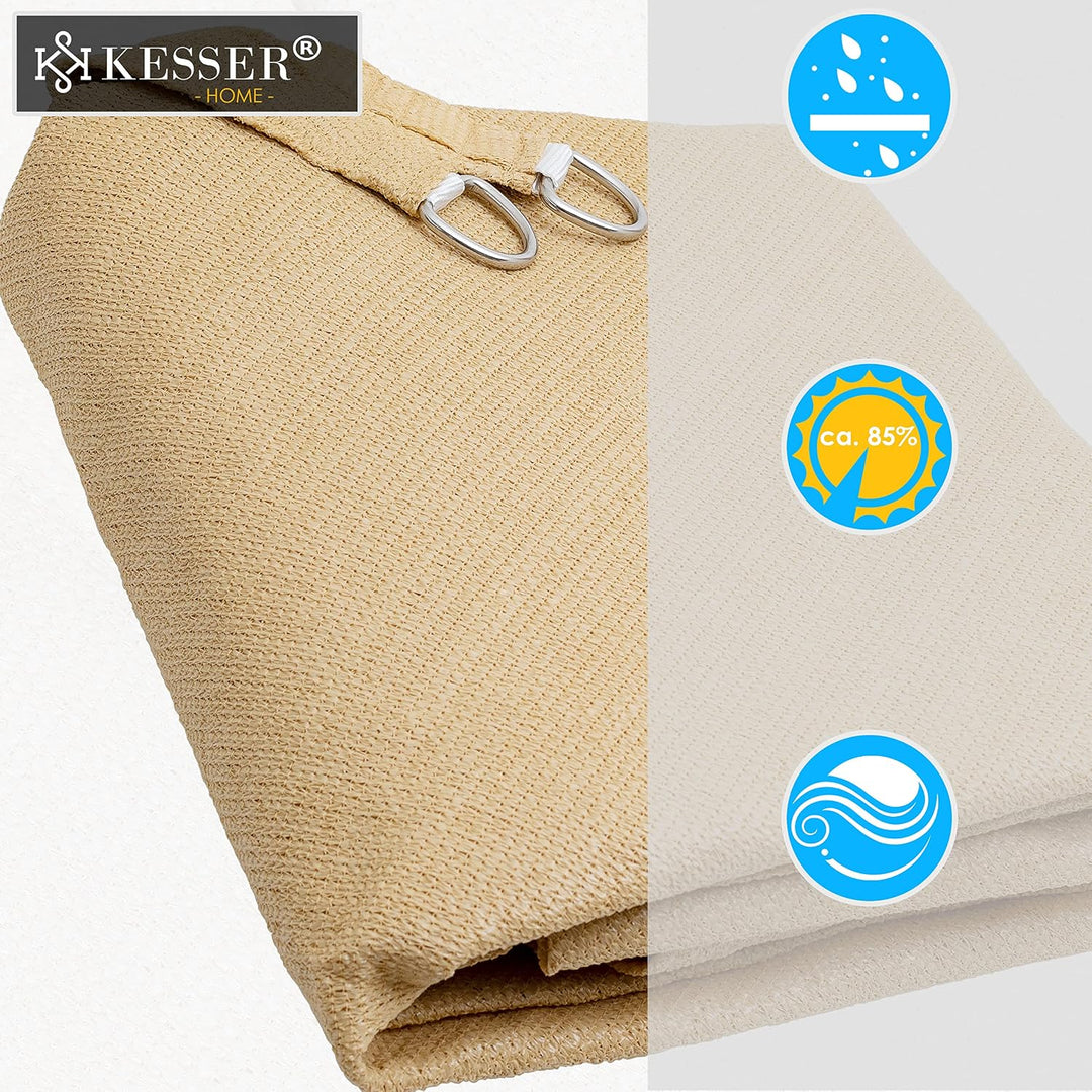 KESSER® Sonnensegel Sonnenschutz Windschutz | wasserabweisend &amp; windabweisend | 5-Fach quer vernäht