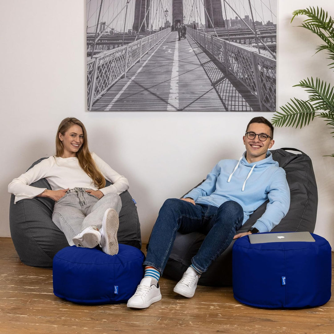 Bruni Pouf Sitzhocker M in Königsblau – runder Sitzpouf, Indoor und Outdoor als Fusshocker, Yoga-Sit