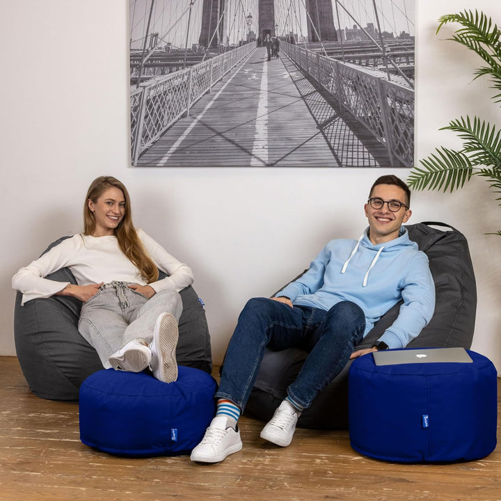 Bruni Pouf Sitzhocker M in Königsblau – runder Sitzpouf, Indoor und Outdoor als Fusshocker, Yoga-Sit