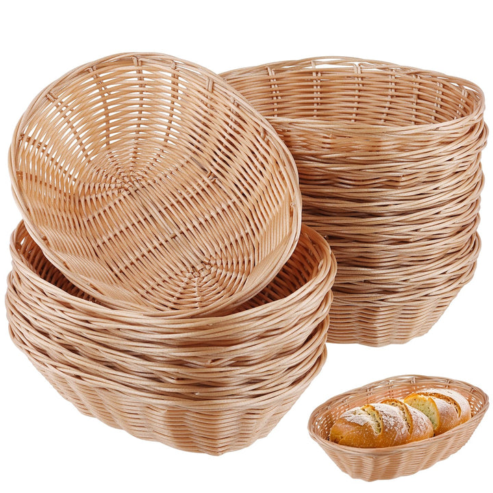 SINJEUN 15 Stück Brotkorb Kunststoff Oval, 23 x 15 x 6,5cm Brötchenkorb Brotkörbchen aus Kunststoff,
