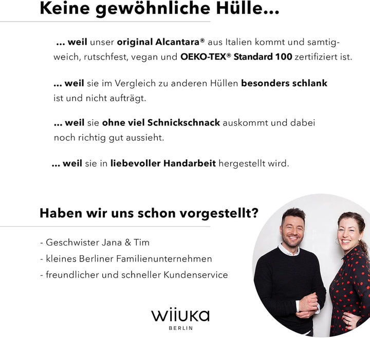 WIIUKA Hülle für iPhone 15 Pro Max, original Alcantara®, handgefertigt, extra Dünn, Premium Handyhül