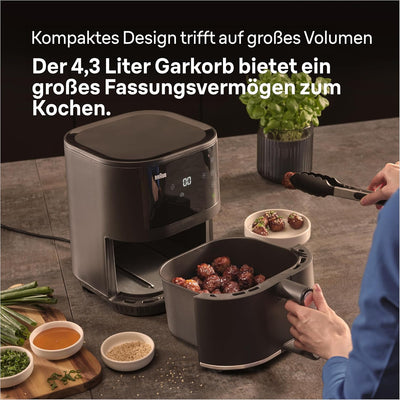 Braun Heissluftfritteuse MultiFry 3 HF 3030, 4,3 L, 1500W, digitale Temperaturregelung, 80-200°C, Ti