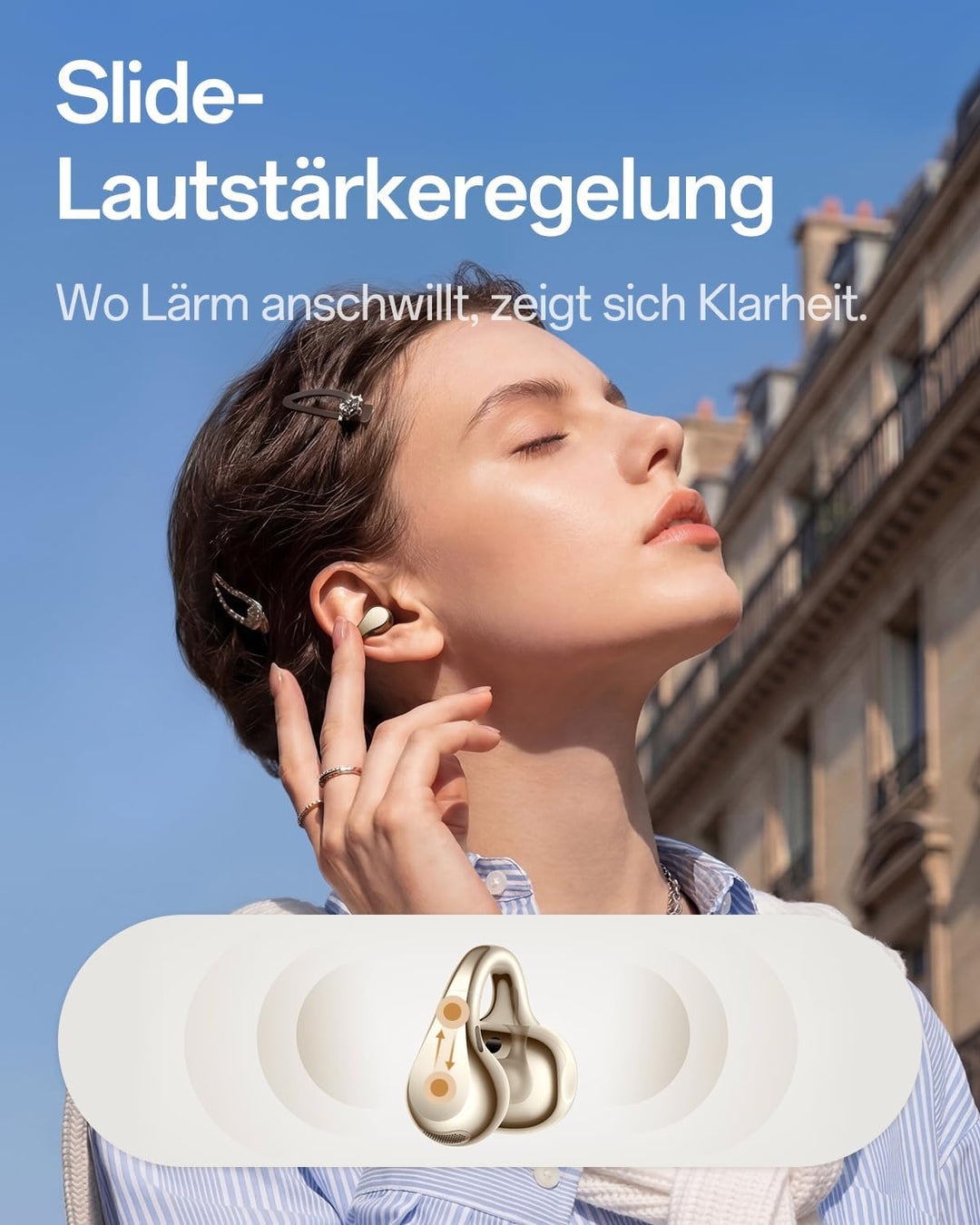 OPPO Enco Clip2 Open-Ear Earbuds, 11mm+9mm Dual Treiber, Bluetooth 6.1 Dynaudio-Sound Ohrhörer, EarH