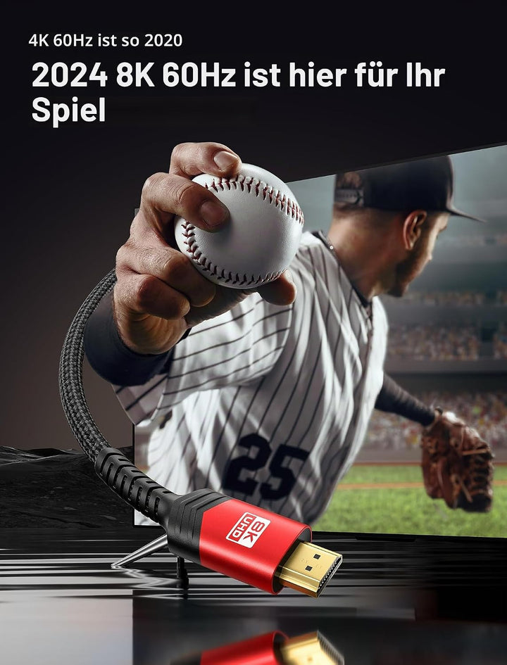 JSAUX HDMI Kabel 30Meter, Lange Faseroptisches HDMI 2.1 Kabel 8k Highspeed 48Gbps 8K@60Hz, 4K@120Hz,