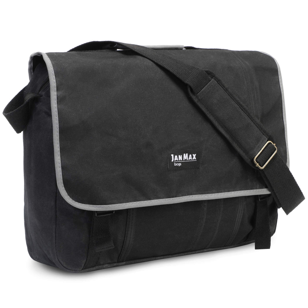 Jan Max - Canvas - Umhängetasche Arbeitstasche Schultertasche, Herren Tasche, Messenger Bag mit Lapt