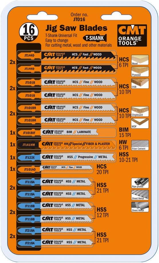 CMT ORANGE TOOLS JT016-16 PCS. STICHSÄGEBLÄTTER SET SCHAFT