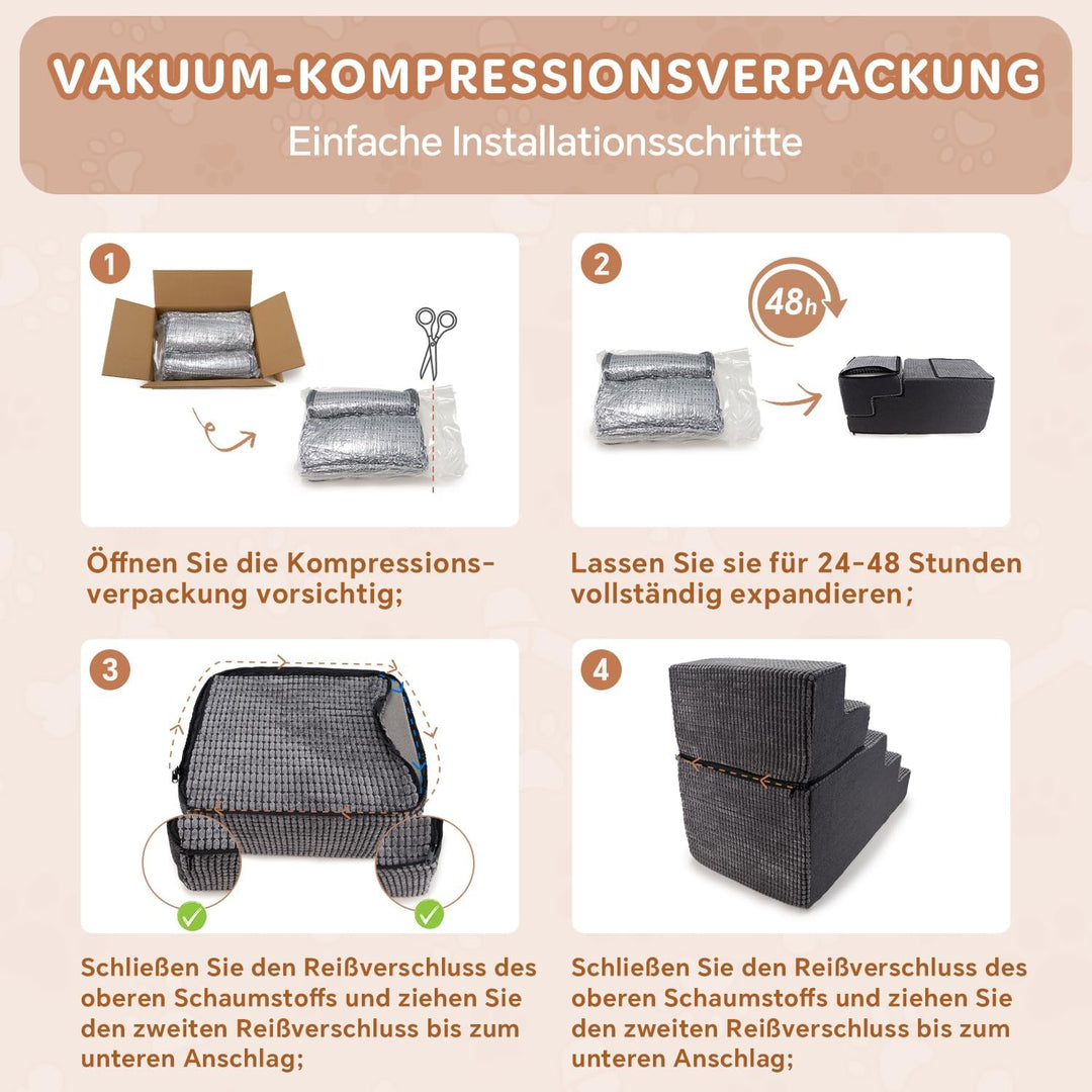 Sytopia Hundetreppe Grosse Hunde 5 Stufen Hoch, Hundetreppe für Bett 60cm, Haustiertreppe waschbar,