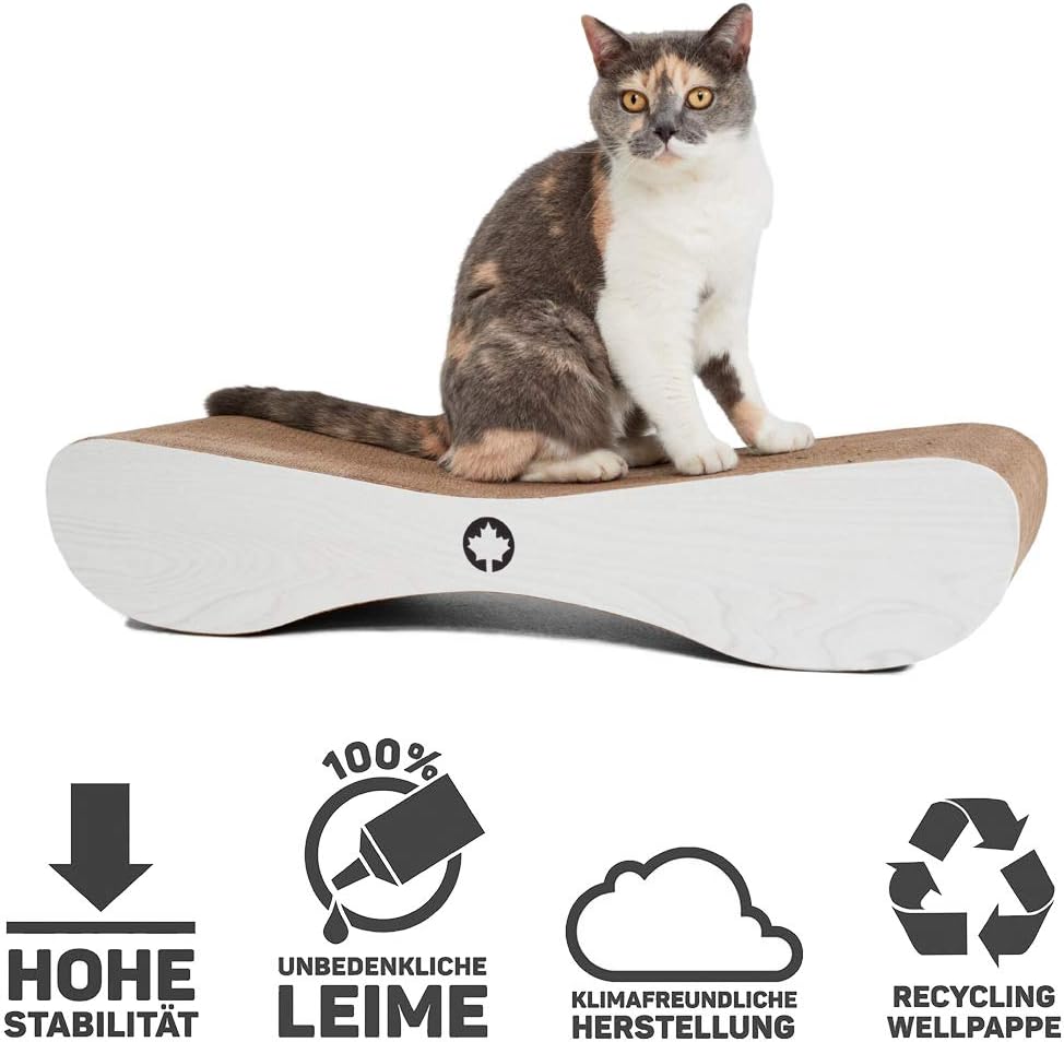 CanadianCat Company | XXL Kratzpappe Lounge | weissgraue Holzoptik | Kratzmöbel, Kratzbrett | Katzen