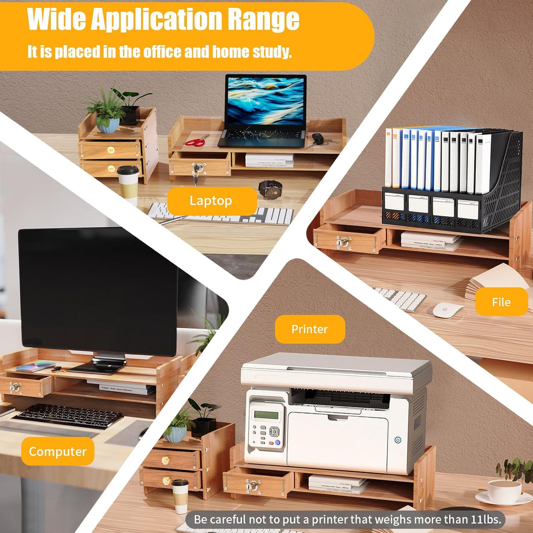 Monitorständer Holz Monitor Bildschirm Ständer mit Schublade Laptopständer Bildschirmerhöher Holz De