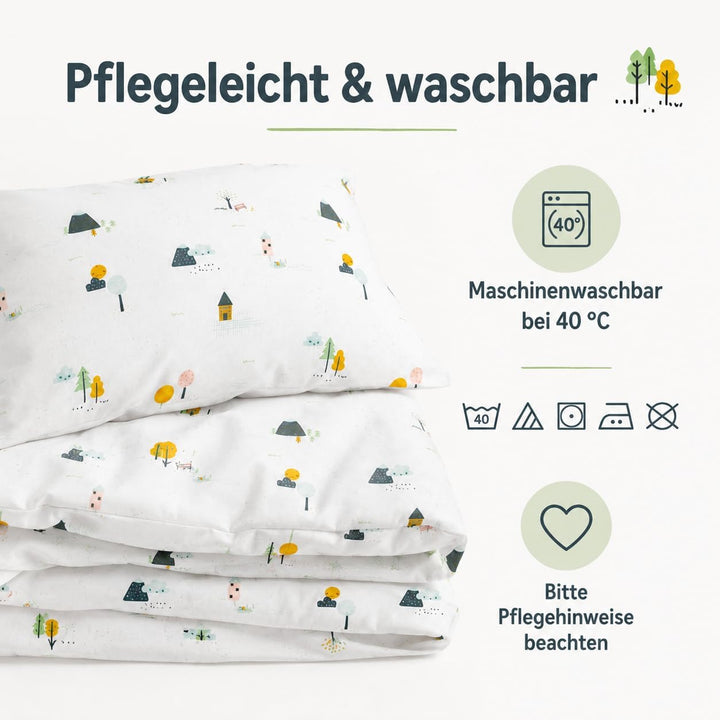 various Wendbare Babybettwäsche-Sets (60 x 120 cm), 100% Baumwolle, bestehend aus Bettbezug und Kiss