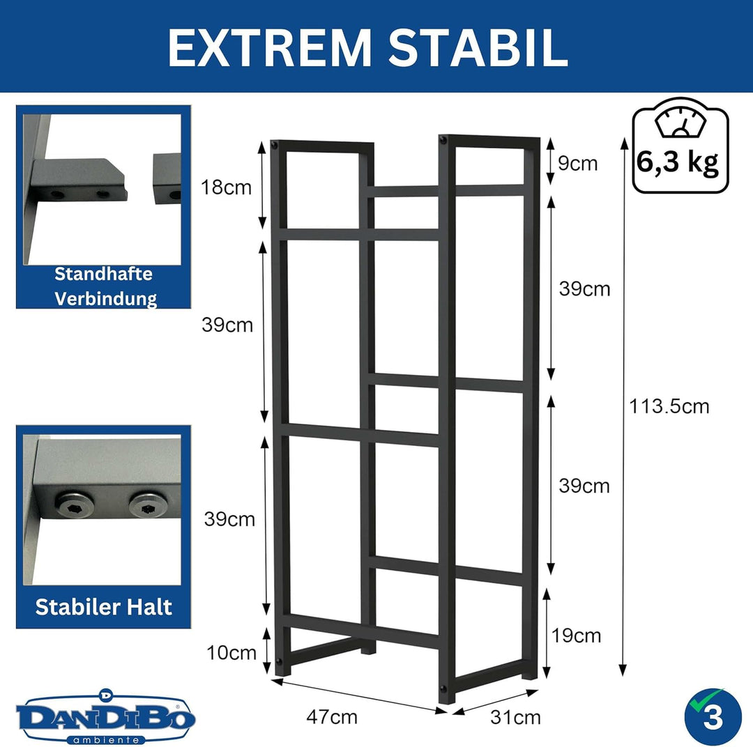 DanDiBo Getränkekistenregal 3 Kisten Schmal Metall Stehend 96599 Kistenregal Getränkekistenhalter 47