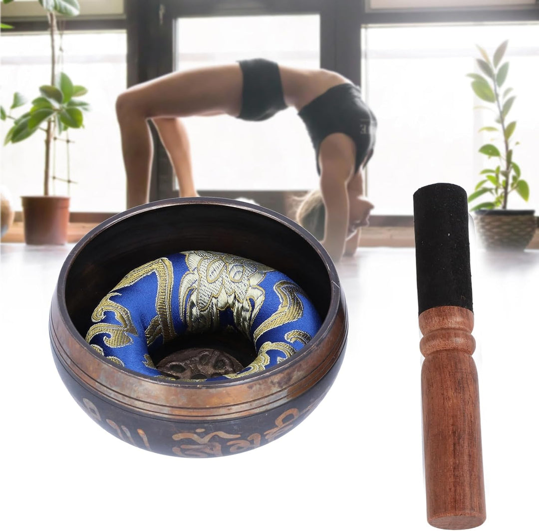 Tibetisches Klangschalen Set, Handgefertigte Meditations Buddha Klangschale, Zen Dekor für Yoga Medi