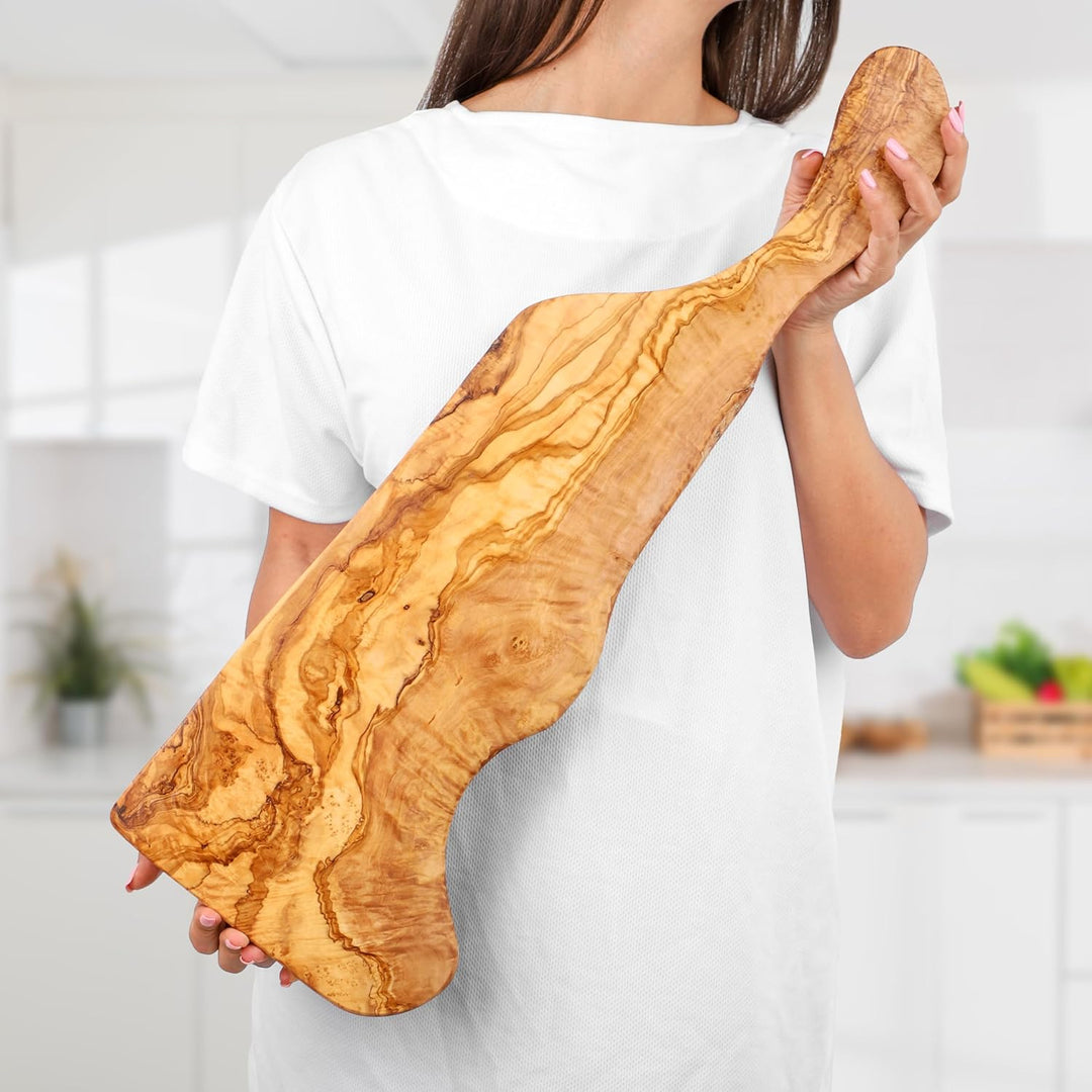 Handgefertigtes Schneidebrett aus Olivenholz, 60 cm, grosses rustikales Charcuterie-Brett | Käse- un