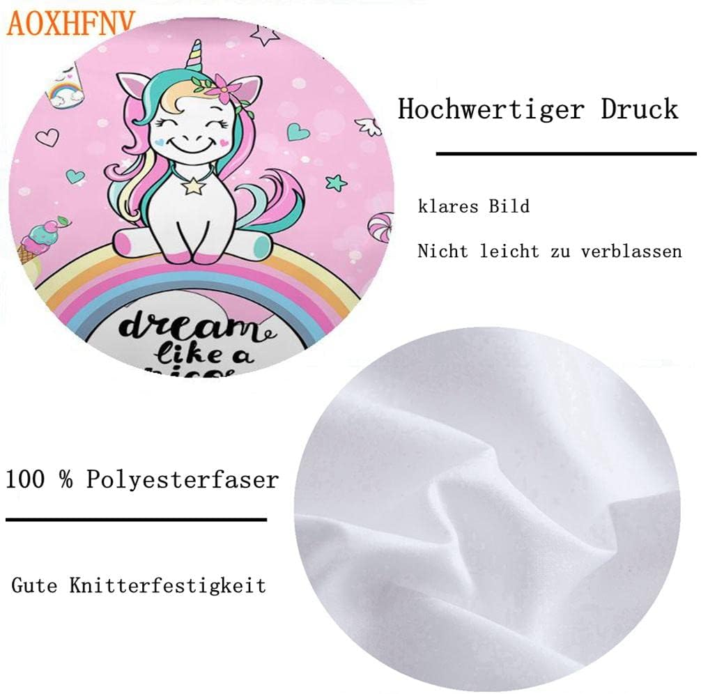 AOXHFNV Rosa Einhorn Bettbezug,Schöner Regenbogen weisse Wolke Einhorn Mädchen Kinder Bettwäsche 135